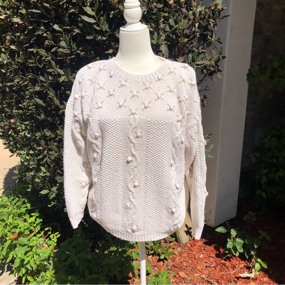 Vintage Floral White Sweater